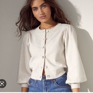 Aritzia Wilfred Alessia Cardigan Medium Puff Sleeve Bell Cuffs Button Blush